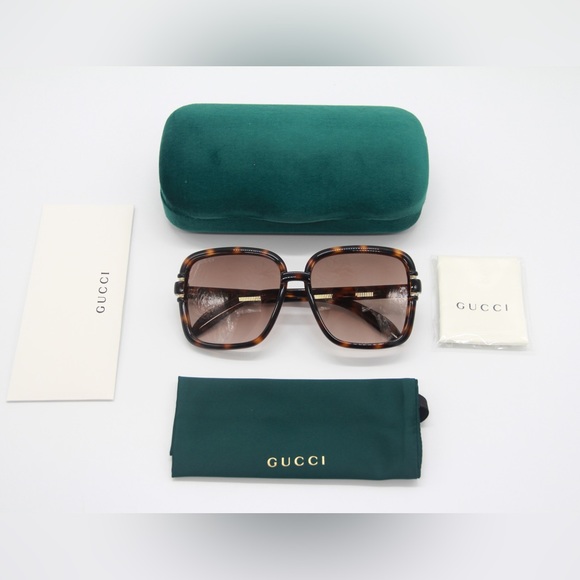 NEW GG1066S 002 WOMEN’S SUNGLASSES GUCCI GG 1066S 002 GUCCI SQUARE SHAPE HAVANA - Picture 14 of 15